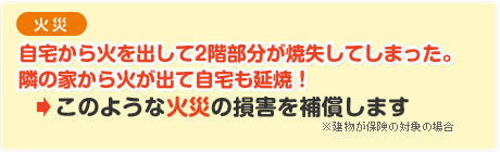 このような火災の損害を補償します