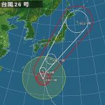 台風２６号、１６日朝に東海から関東に最接近